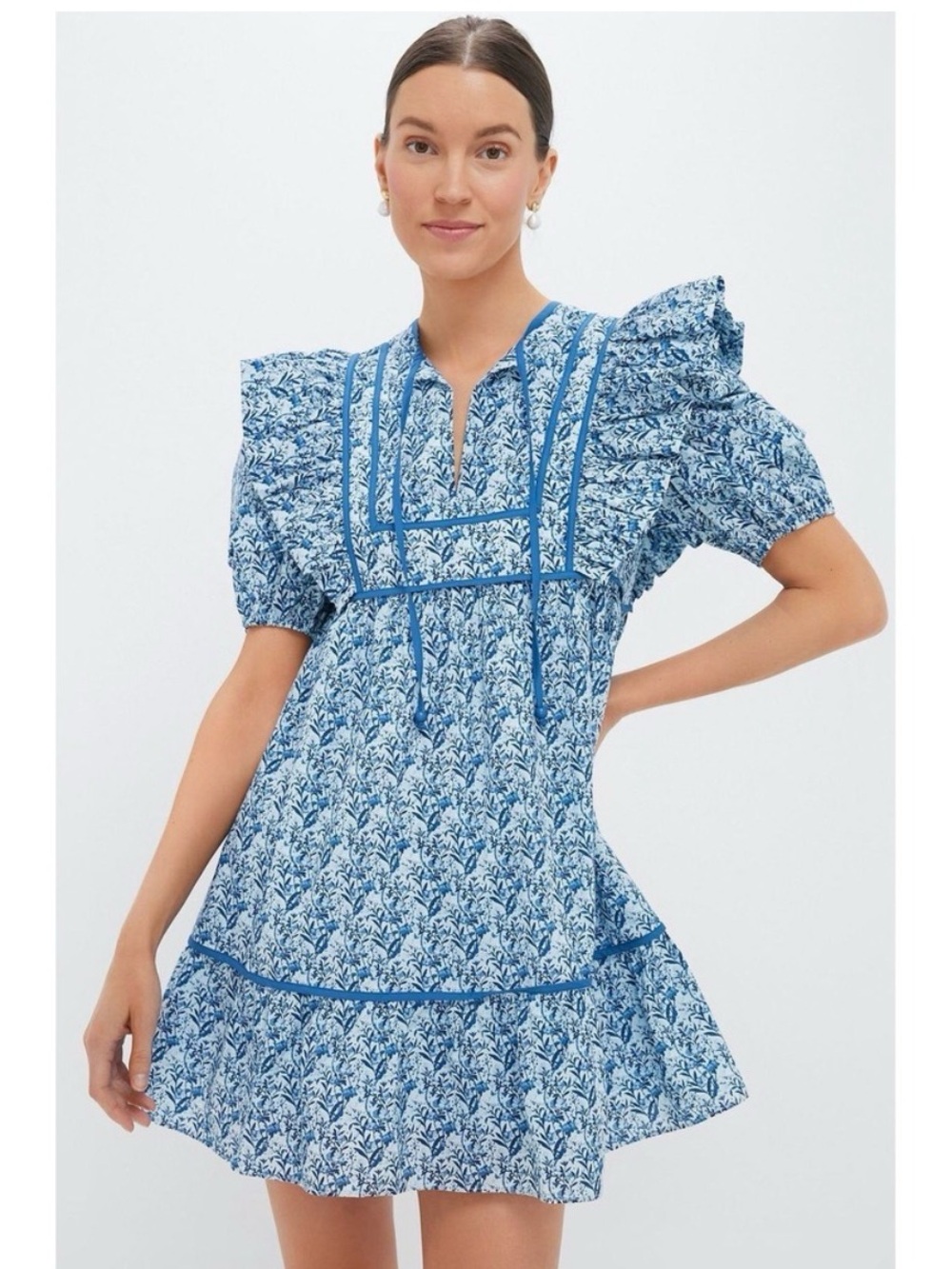 HYACINTH HOUSE Tuckernuck Rosaleigh Blue Floral Mini Dress